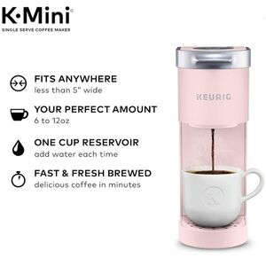 Keurig K-Mini Single Serve K-Cup Coffee Maker, Dusty Rose, 6 to 12 oz Brew Sizes